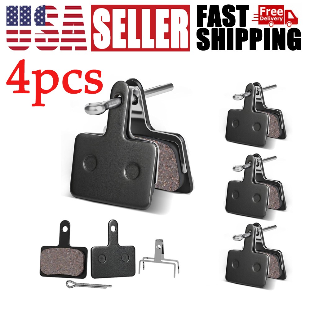 4 Pairs MTB Disc Brake Pads Resin & Semi-Metallic Quiet W/ Install Kit E-Bike