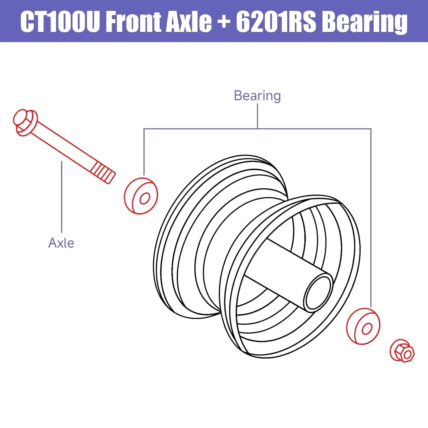 12mm 270mm Mini Bike Rear Axle Nut Bolt with 6201RS Wheel Bearings…