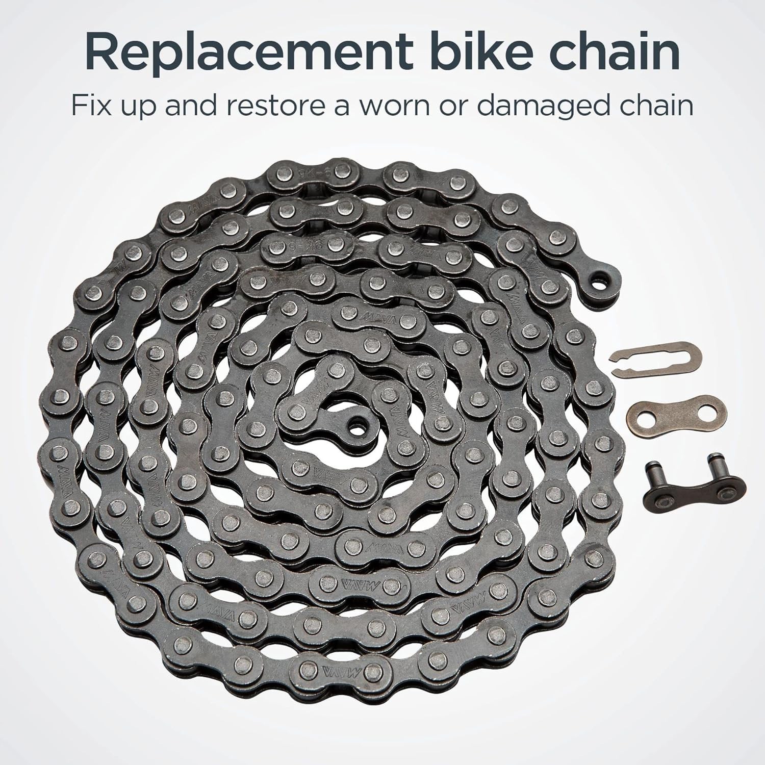 Heavy-Duty Steel Replacement Bike Chain 112 Links for Single & Multi-Speed Bikes