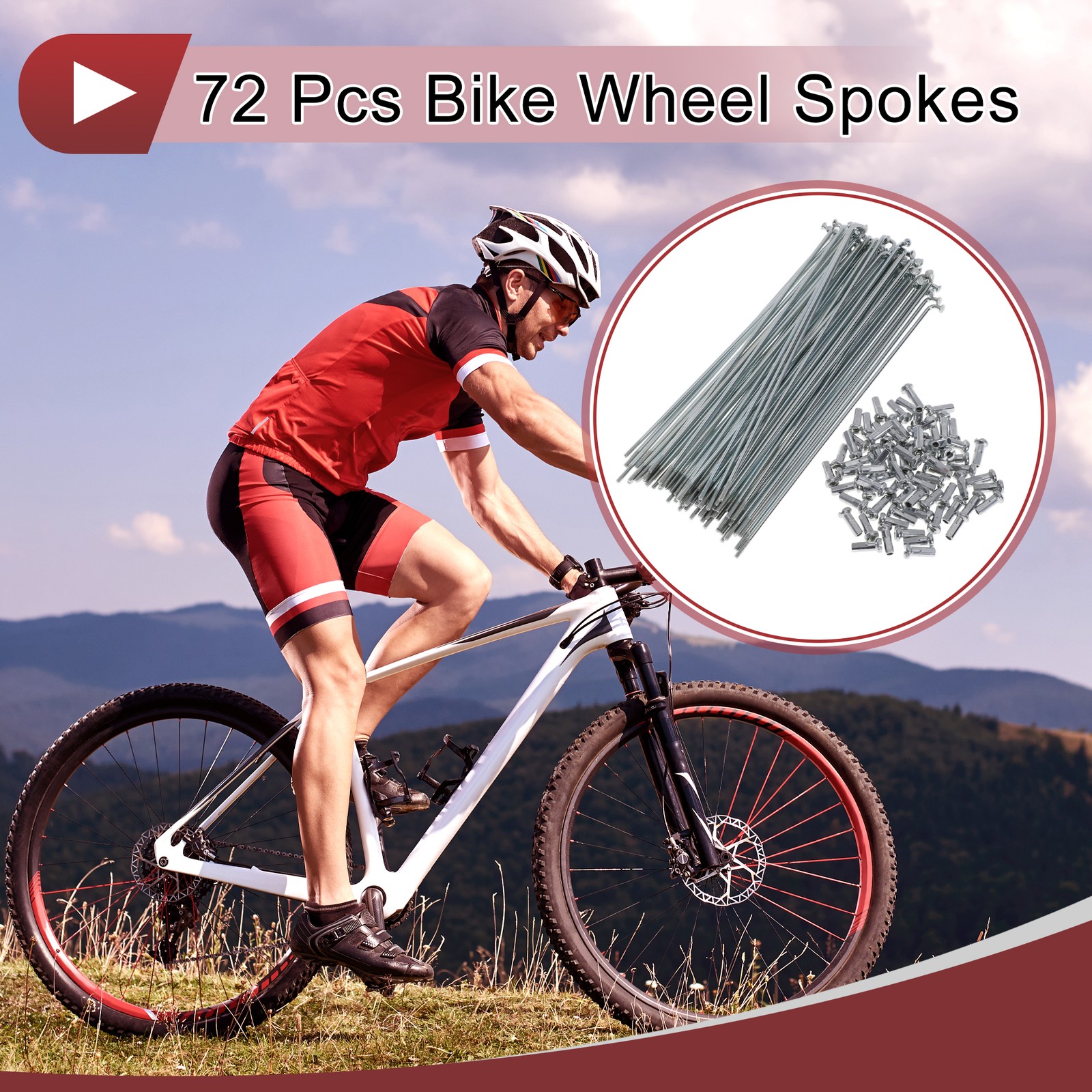 72 Set 14G Bicycle Spokes 146mm Bike Wheel Spokes Carbon Steel Galvanized