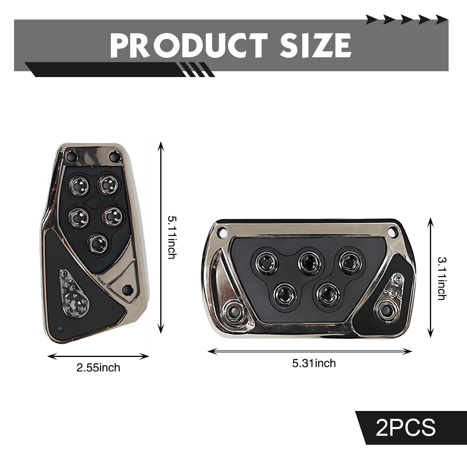 Car Pedal Pads, Anti-slip Transmission Brake and Accelerator Pedal Black 2 PCS