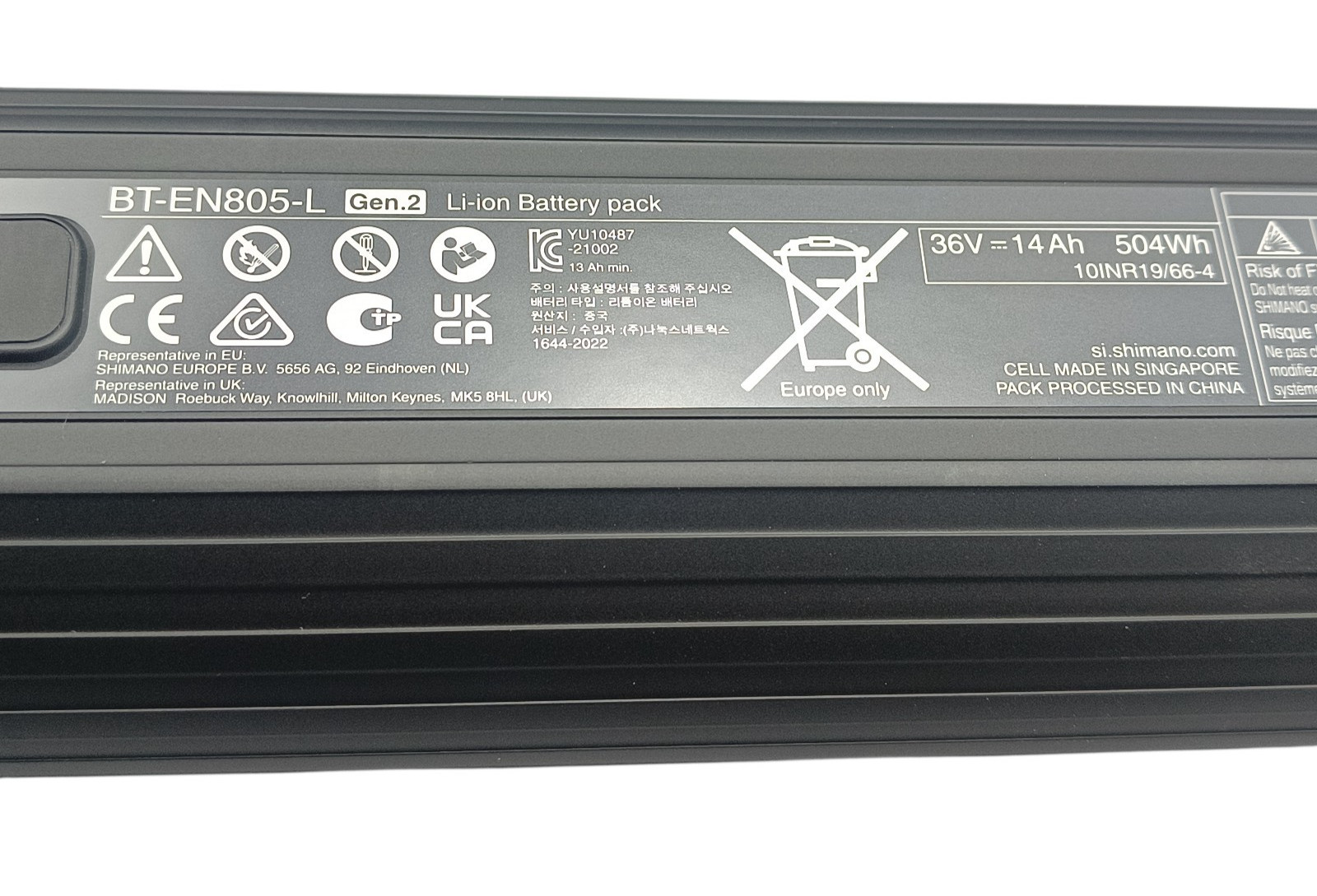 Shimano Steps BT-EN805-L eBike Battery INTERNAL EP6 EP8 504Wh Frame Downtube – NEW