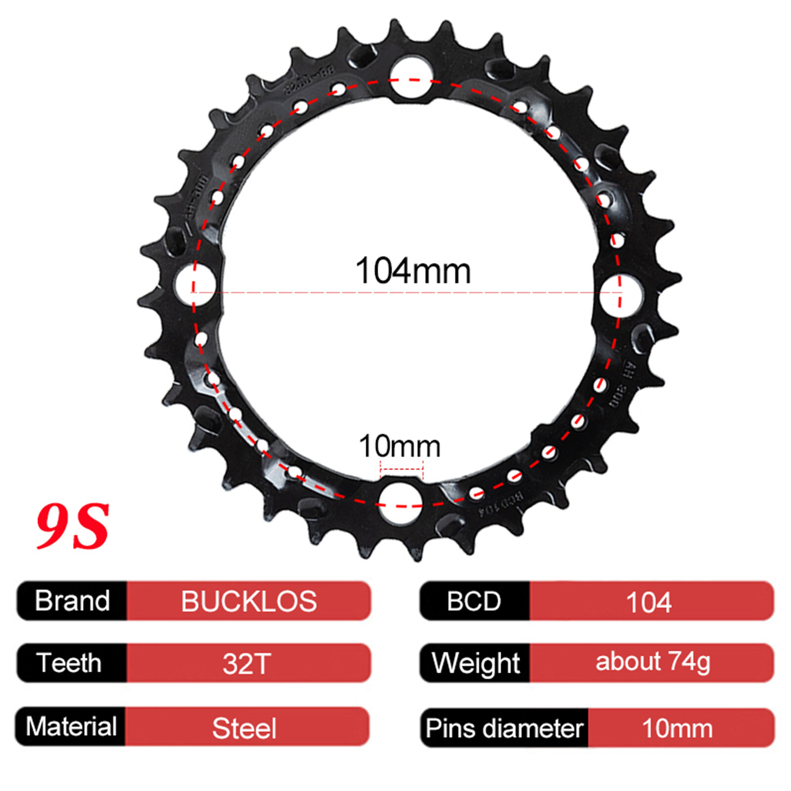 Bike Chainring 44/32/22t Triple MTB Mountain Bicycle Chain Ring Sprockets 3x9s