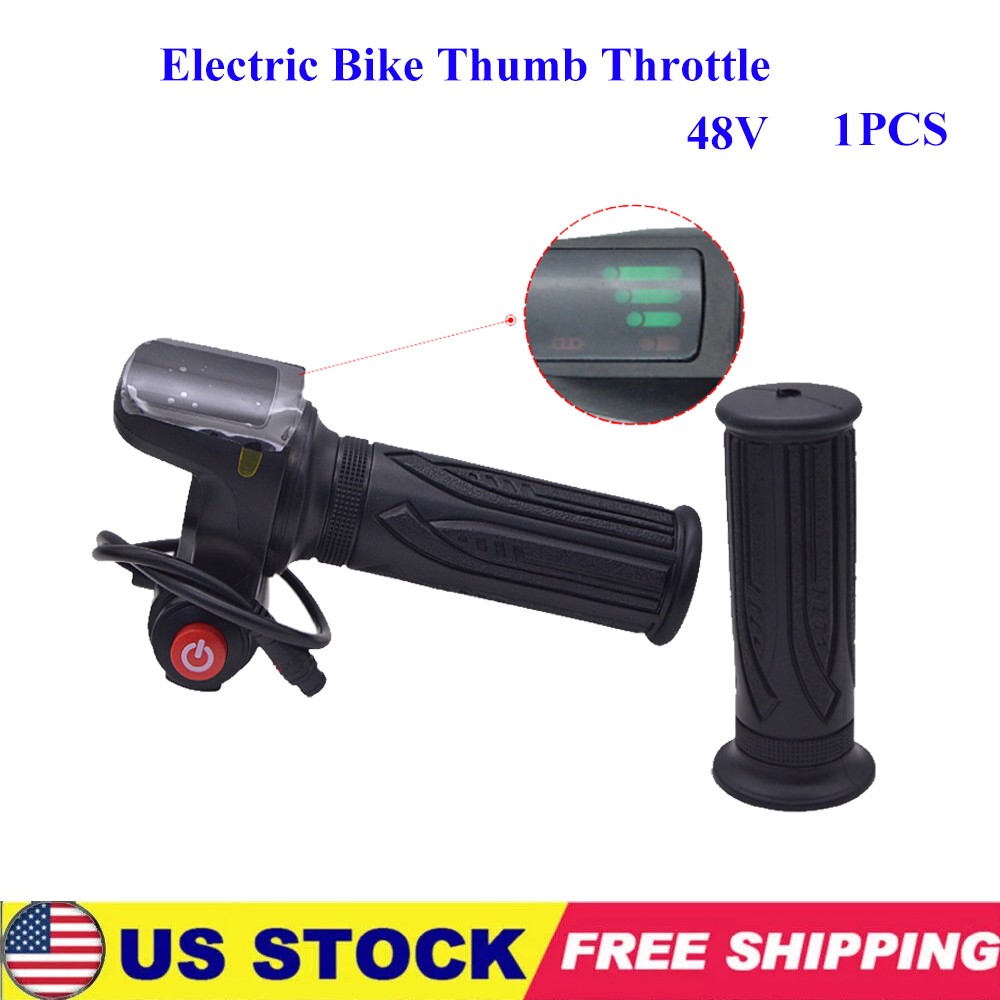 Electric Bike Thumb Throttle 48V Whole 6 Wires Ebike With Power Switch Button x1