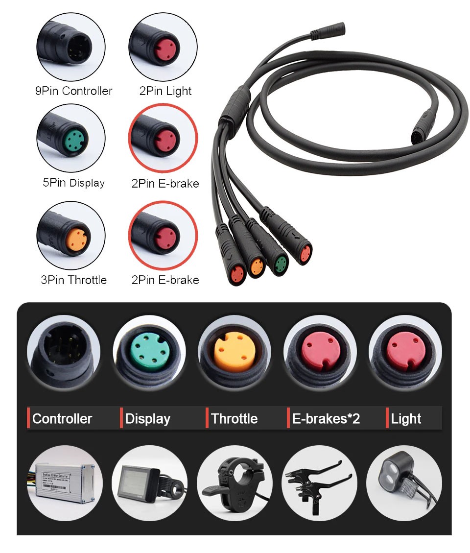 150cm 2T4 Waterproof Cable for Display Controller Brake Throttle Converter HAU