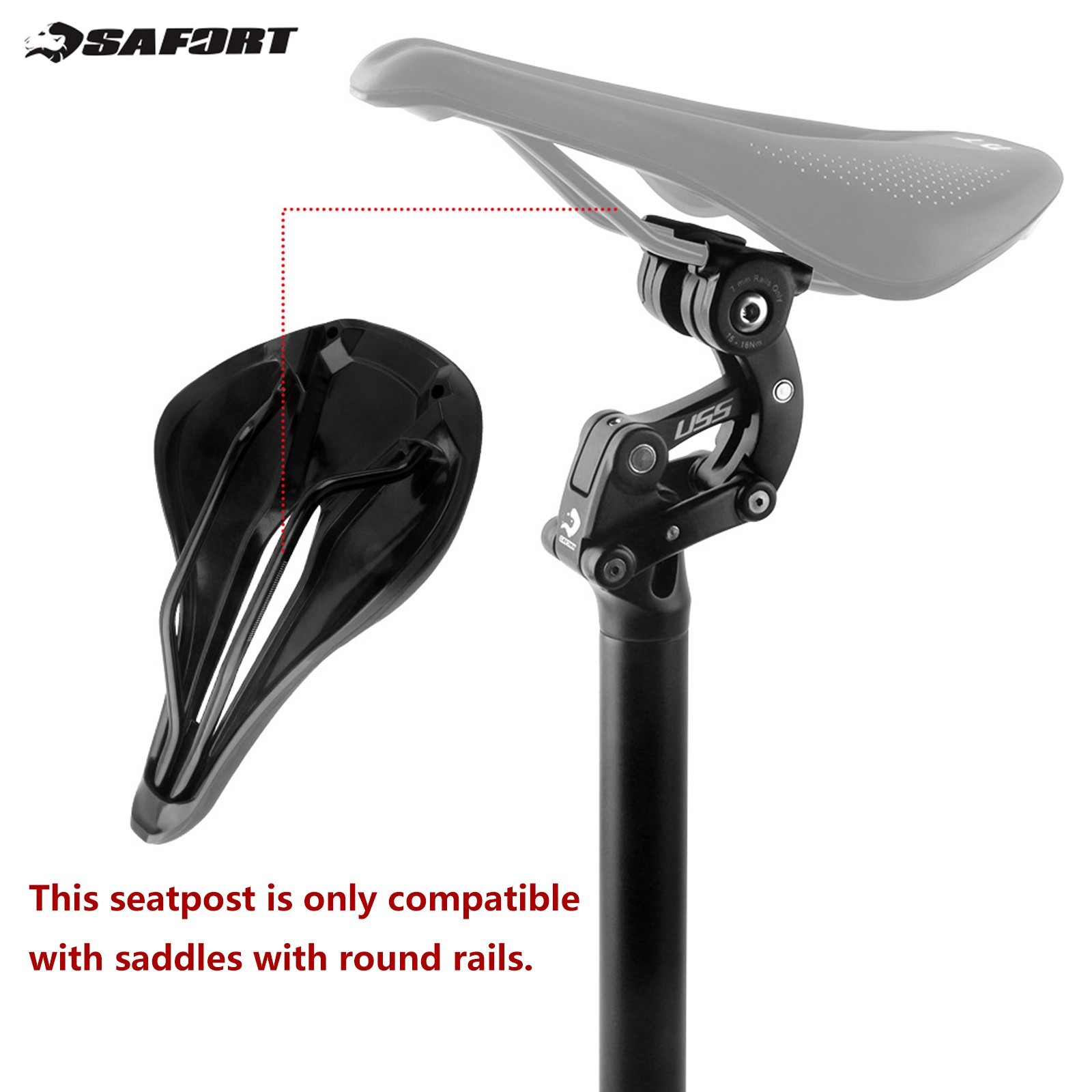 Safort Suspension Seatpost 27.2 30.9 31.6mm MTB Bike/eBike Seatpost AD-SP18-USS