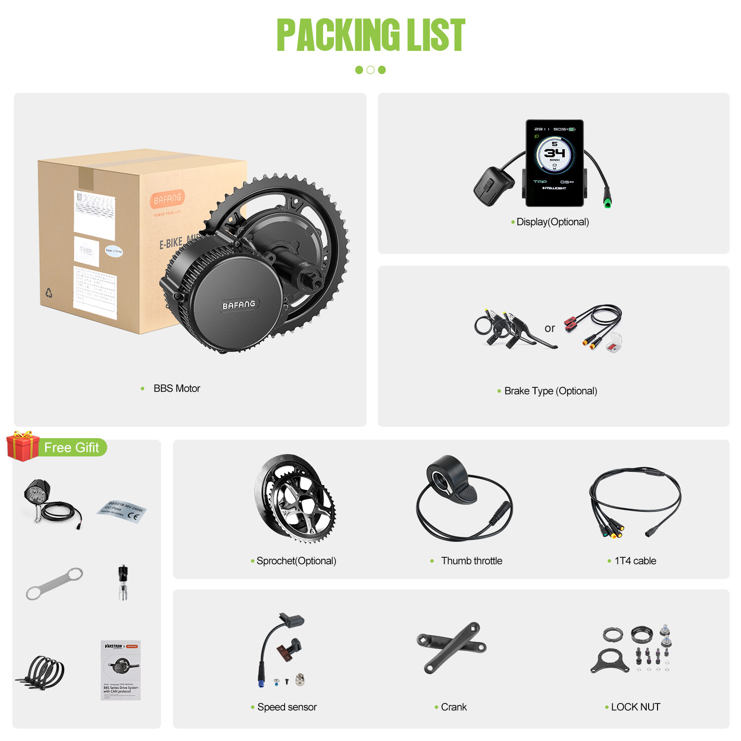36V/48V 500W BAFANG Mid Drive Motor Kit 68-73mm Electric Bike Conversion Kit US