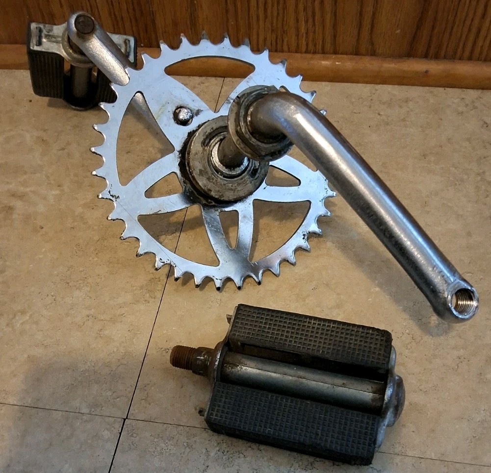 Vintage Steel Sprocket 36 Tooth With Crank Arms And Pedals Swinger Muscle Bike