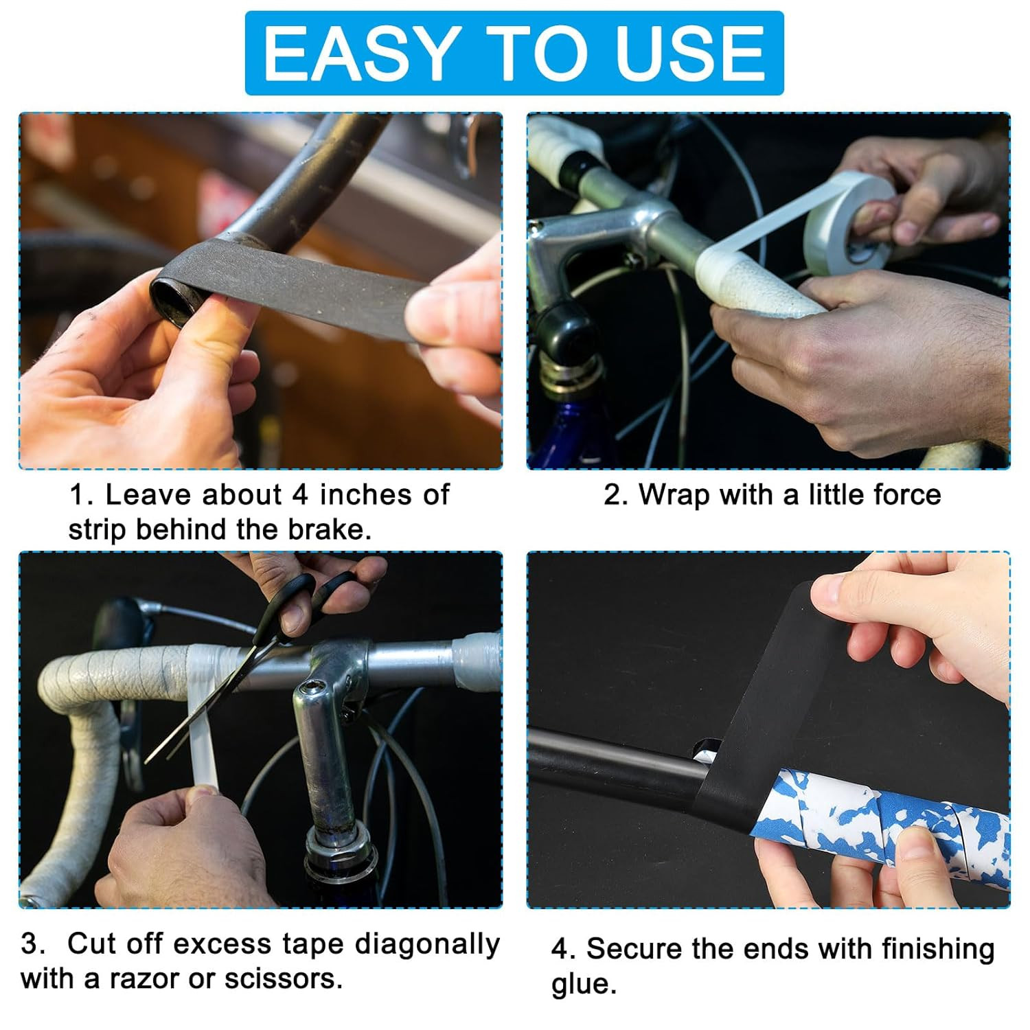 Bike Handlebar Tape, 2 Pack EVA Carbon Handle Grip Wraps Non-Slip