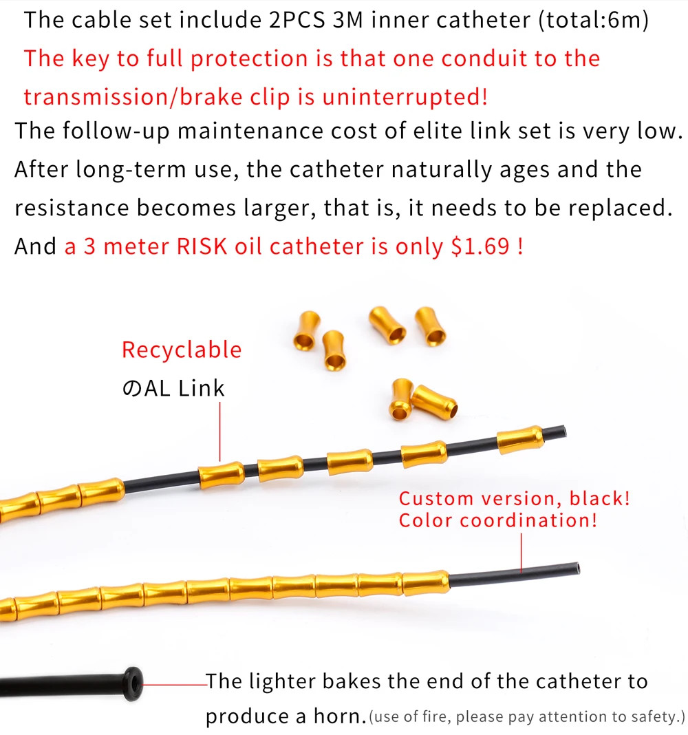 MTB Road Bicycle Fish Bone Shift Brake Cable Set Bike Brake/Shifting Bamboo Link