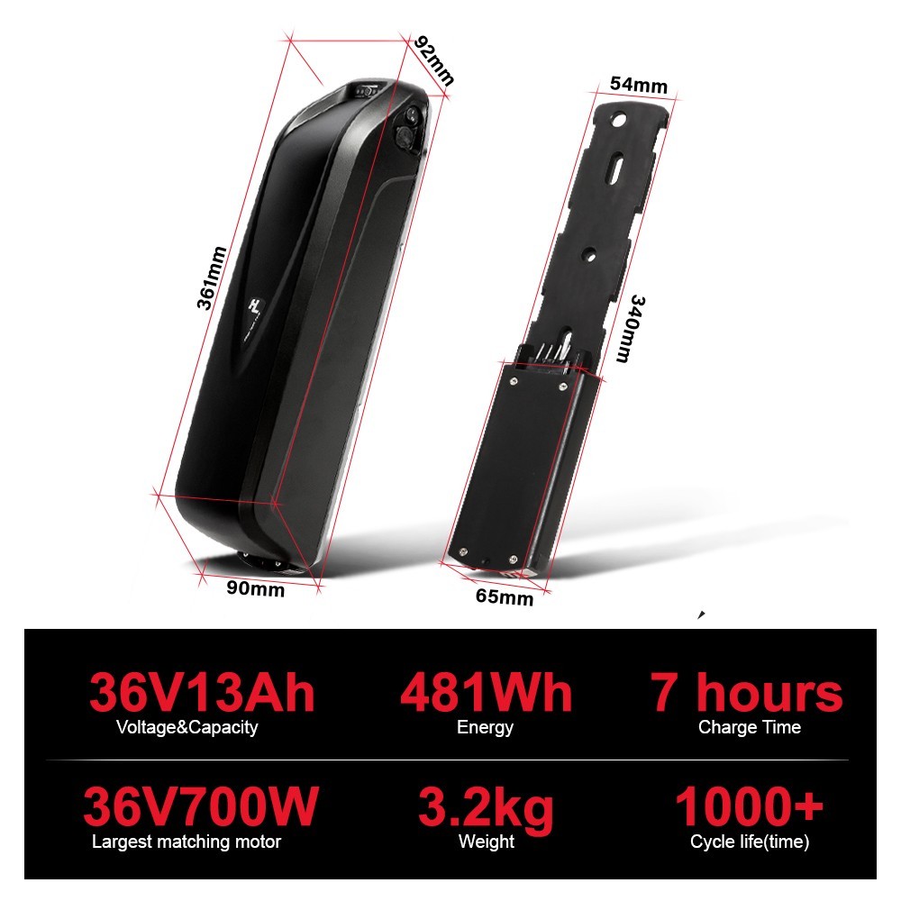Hailong Ebike Battery 36V 13Ah 4 prongs Electric Bike Battery