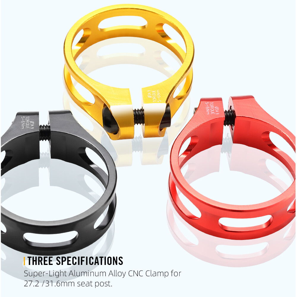 Aluminum Bicycle Seat Post Clamp Cycling Bike Clamp Titanium Screw 31.8mm/34.9mm
