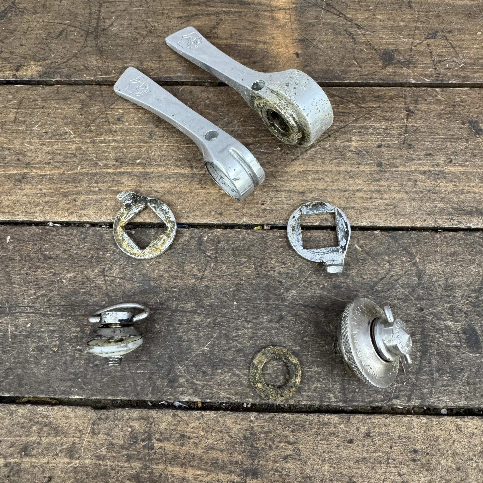 Vintage Campagnolo Shifter Set Road Bike Down Tube Shift Shield Italy Syncros
