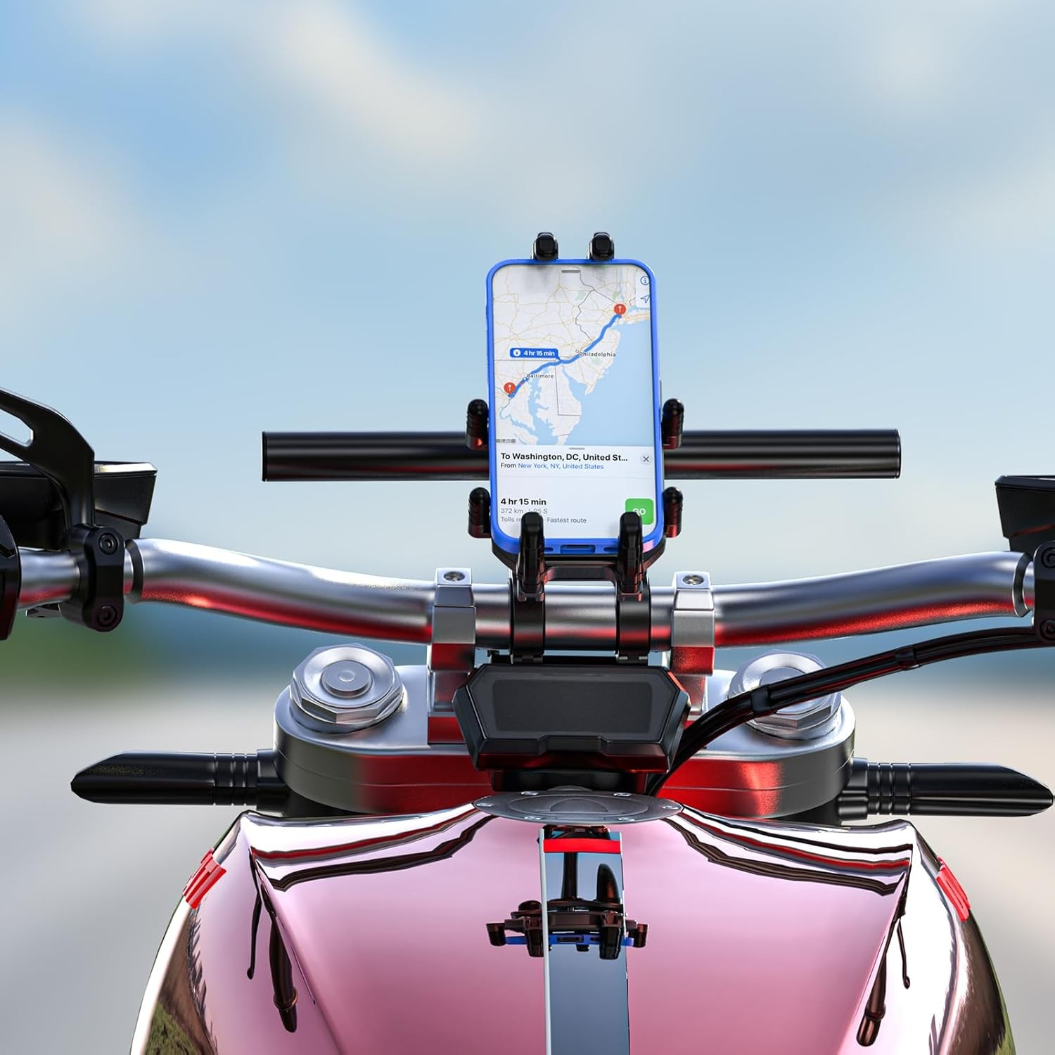 Bike Handlebar Extender 11.8″ Aluminum Dual-Clamp Mount Base for MTB Motorcycle