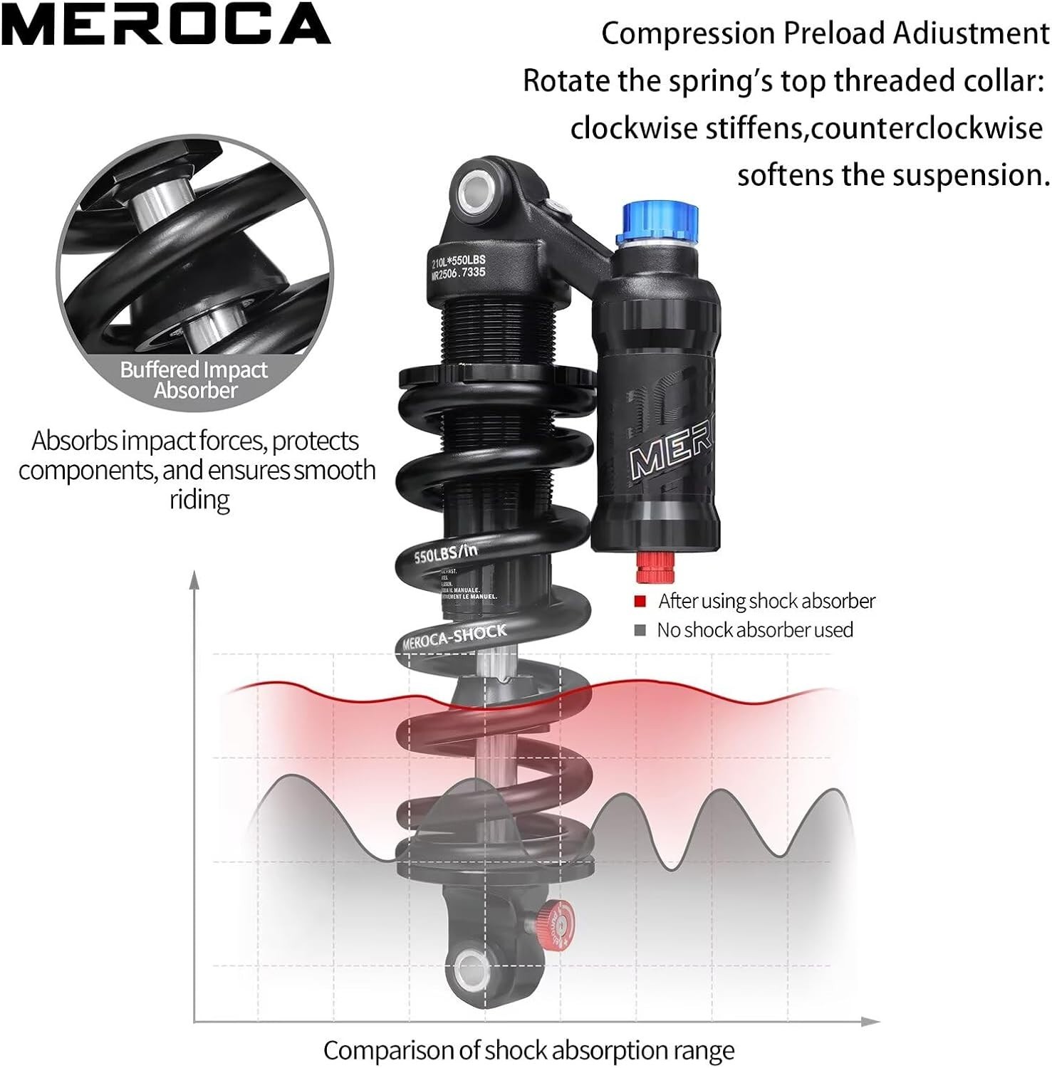 Adjustable Air Spring Coil Over Shock Absorber 190-265mm 550LBS