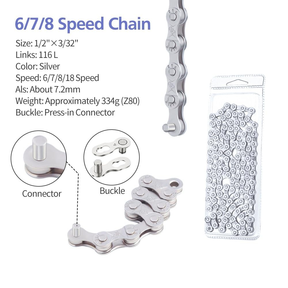 Bike Chain, 6/7/8 Speed Chain, for Road Mountain Racing Cycling