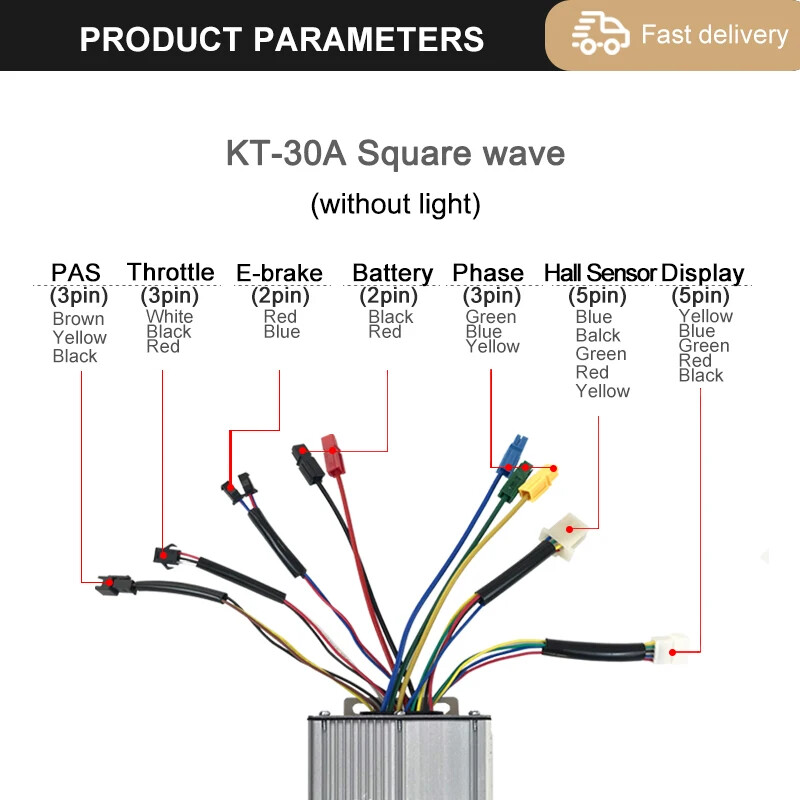 30A35A50A Electric Bike KT Squarewave Controller with LCD Display for Hub Motor