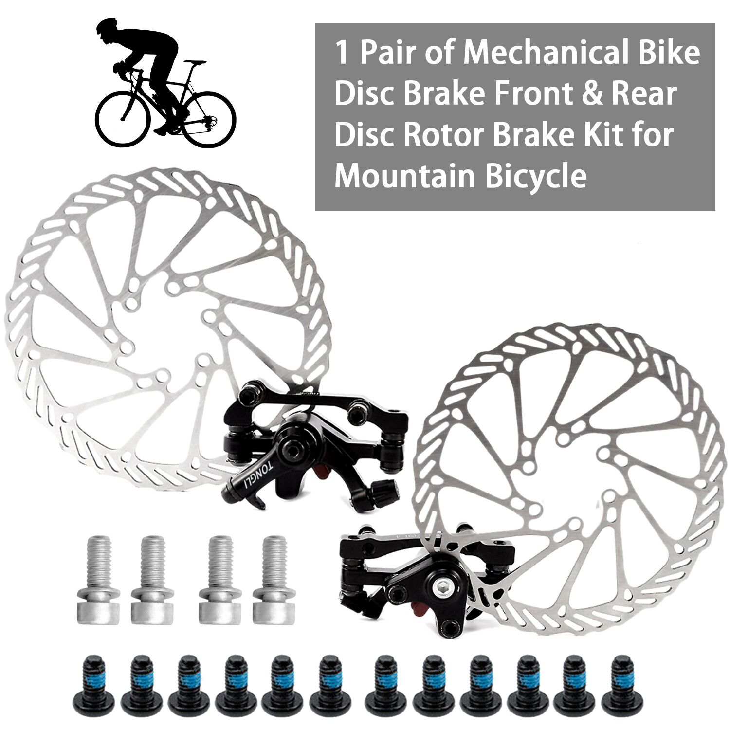 160 mm Bike Disc Brake Front & Rear Disc Rotor Brake Kit for Mountain Bicycle