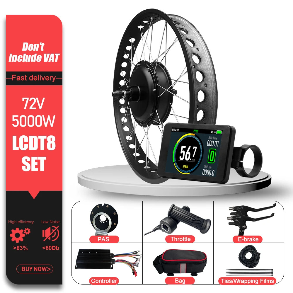 72V 5000W Snow Electric Fat Bike 20/24/26inch Brushless Rear Hub Motor Wheel