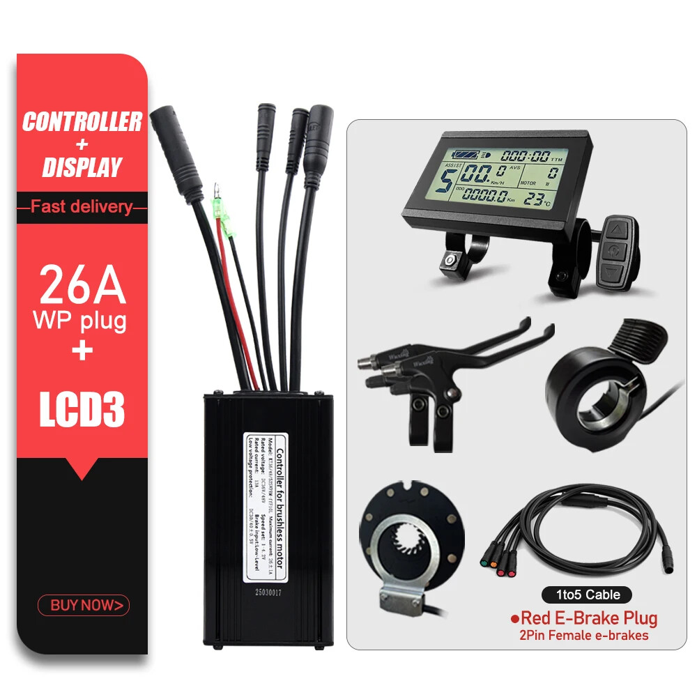 KT E-bike Sinewave Controller 36/48/52V 26A Waterproof Brushless 500W 750W Motor