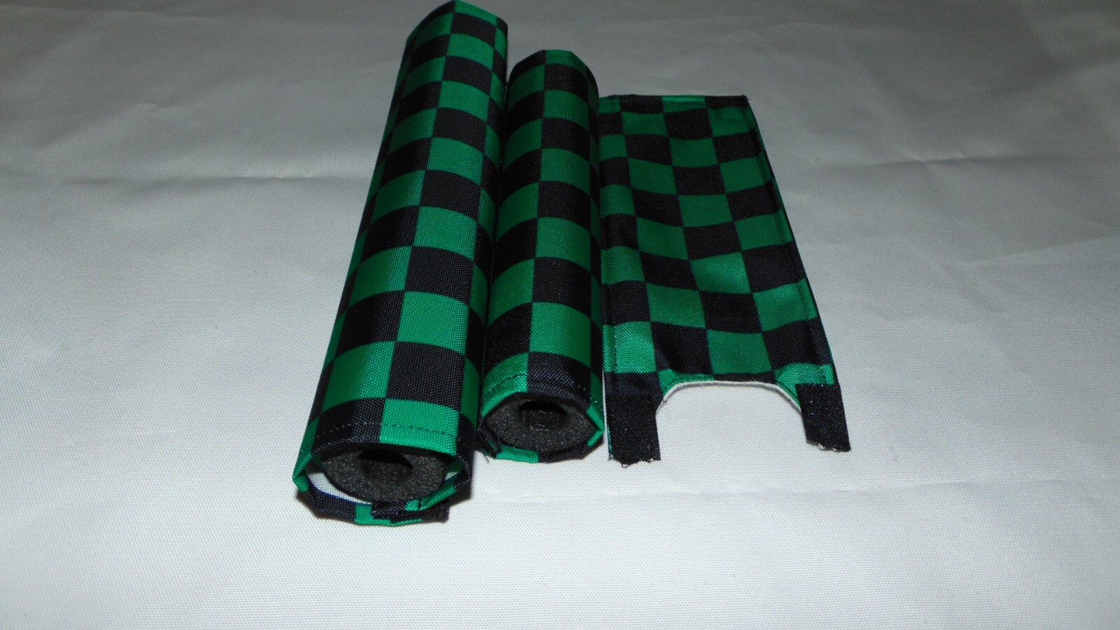 CHECKERED CLASSIC BIKE BMX PAD SET STEM HANDLEBAR TOP TUBE PADSET BLACK GREEN