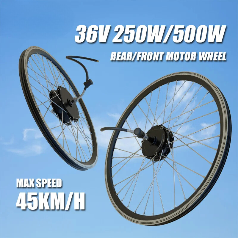 36V 250W 500W E-bike Conversion Kit Front/Rear Motor Wheel Max Speed 45KM/H
