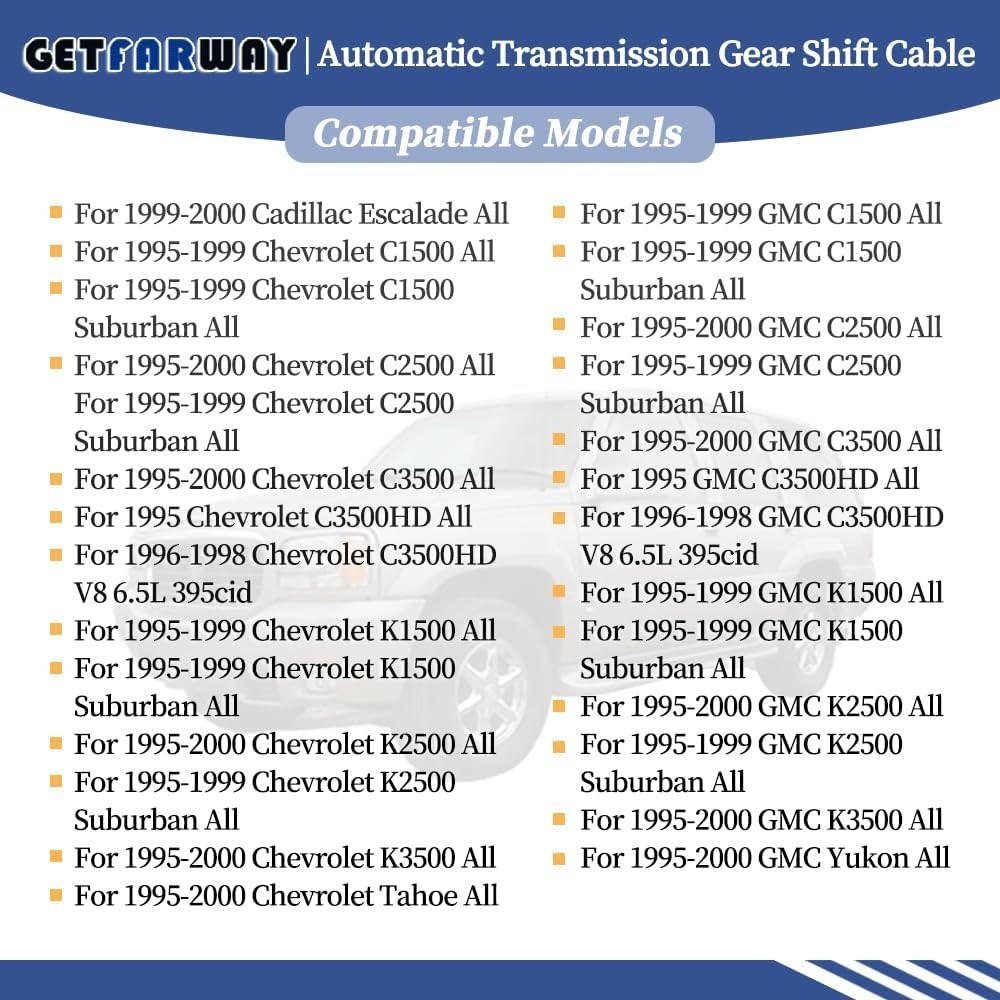 Automatic Transmission Gear Shift Cable Compatible with Chevrolet C1500 C2500 C3