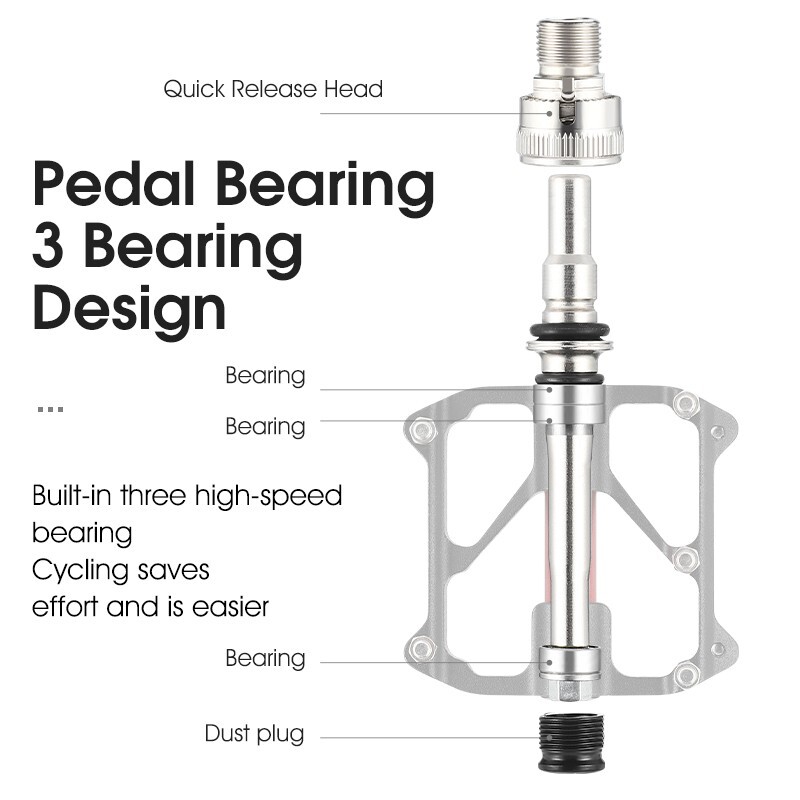WEST BIKING Bicycle Quick Release Pedals 3 Bearings Aluminum Road Bike Pedals