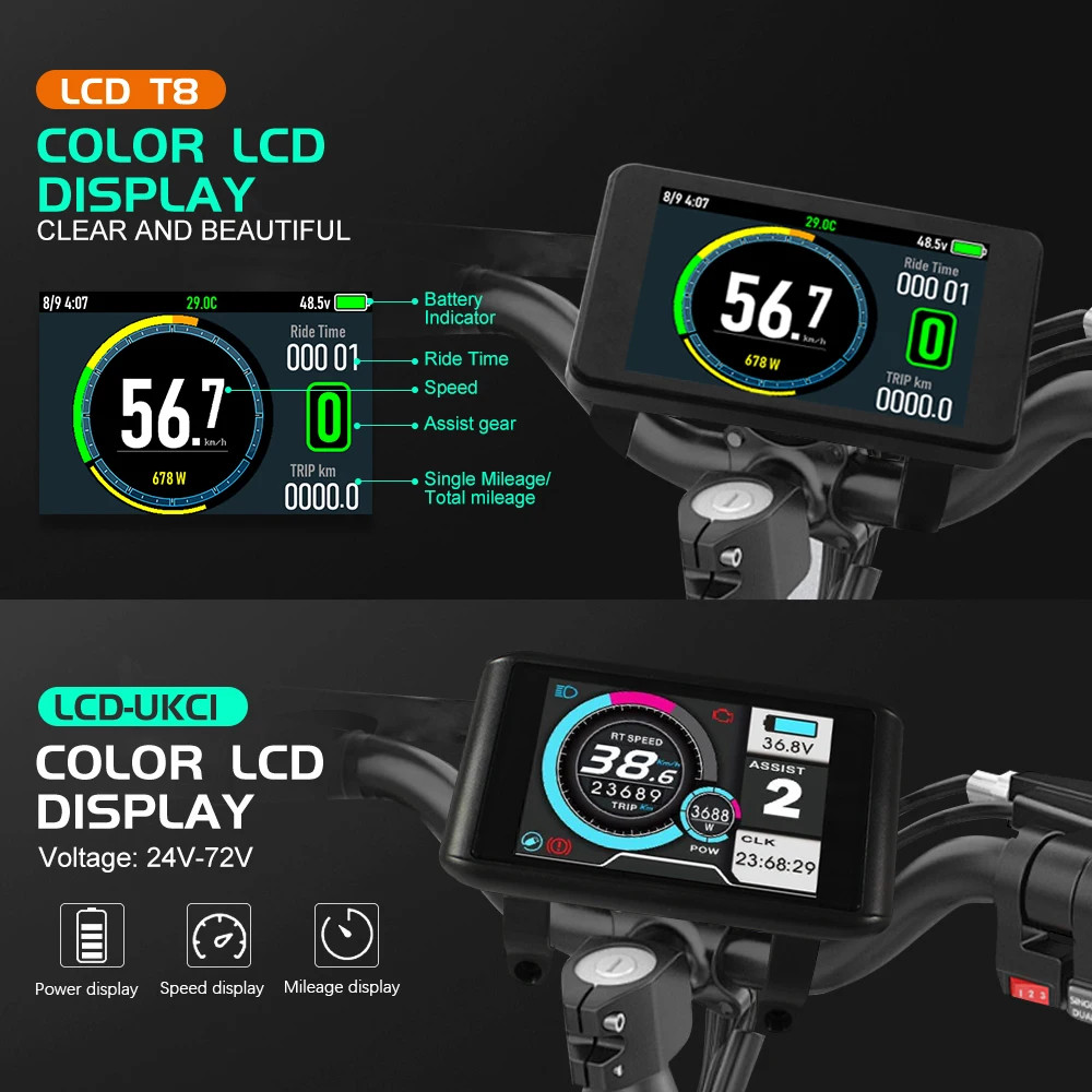E-bike Sine Wave Controller 100A Three-Mode 48V 72V with UKC1 LCD Color Display