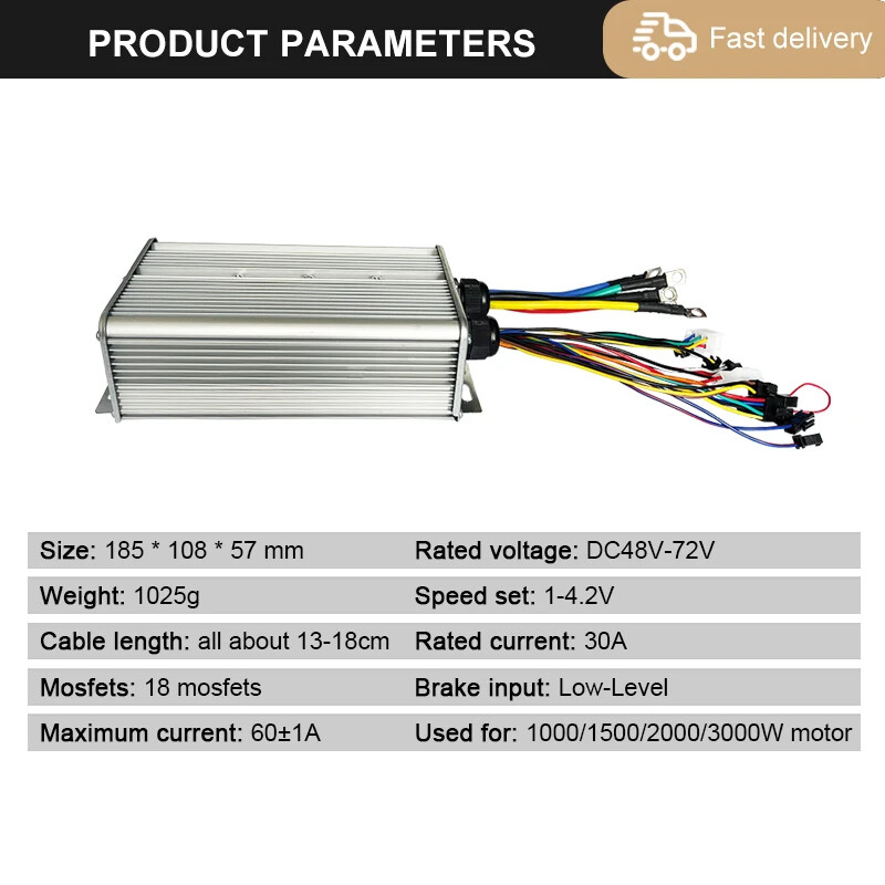 E-bike 60A Sinewave Dual Mode Controller 48V 52V 60V 72V 1000W-3000W Hub Motor