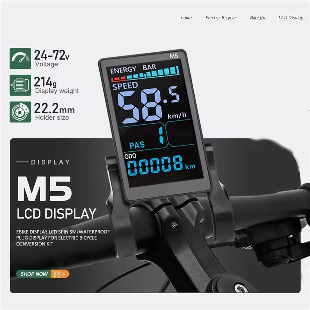 Electric Bike 24V 36V 48V 52V 60V 72V Speed Meter M5 LCD Display Panel Screen