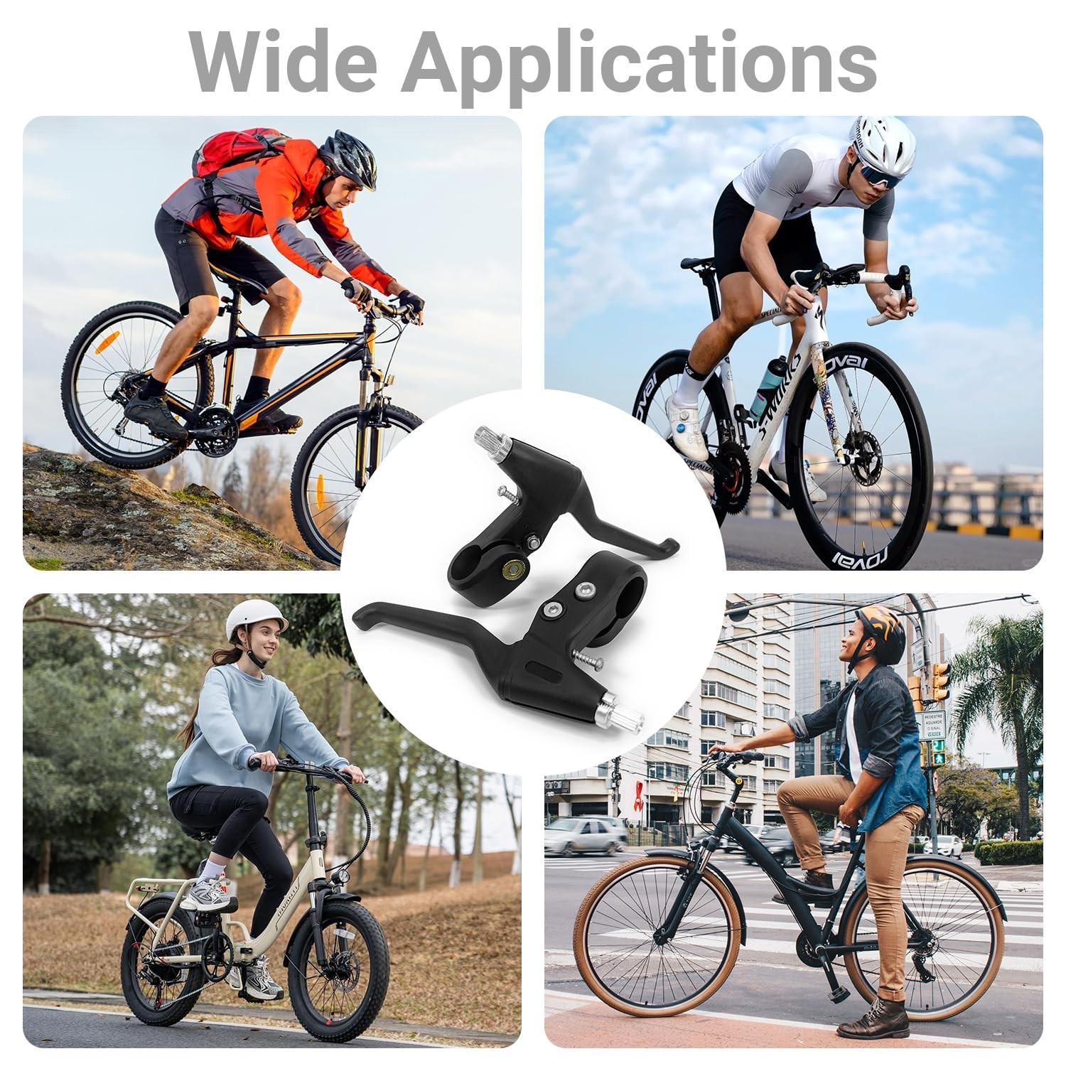 Black Universal Bicycle Brake Levers Set Pair 22mm