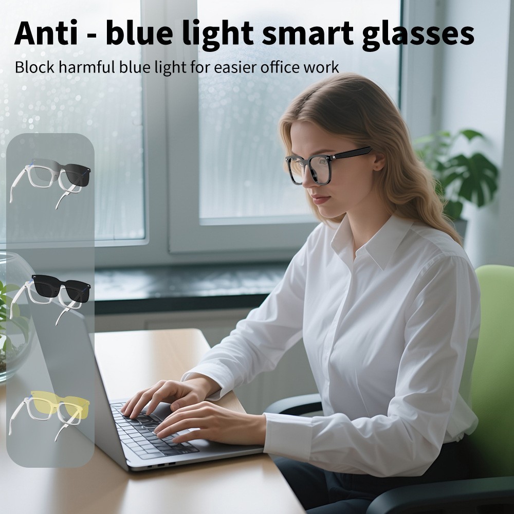 Smart Bluetooth Glasses Photochromic Lenses Glasses App AI Translation Headset