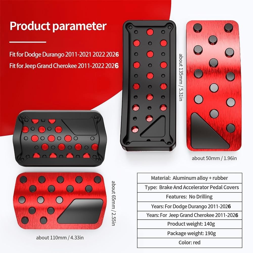 Foot Pedal Pads Set, Auto Aluminum Pedal Covers, Non-Slip Foot Pedals Pads, Bra