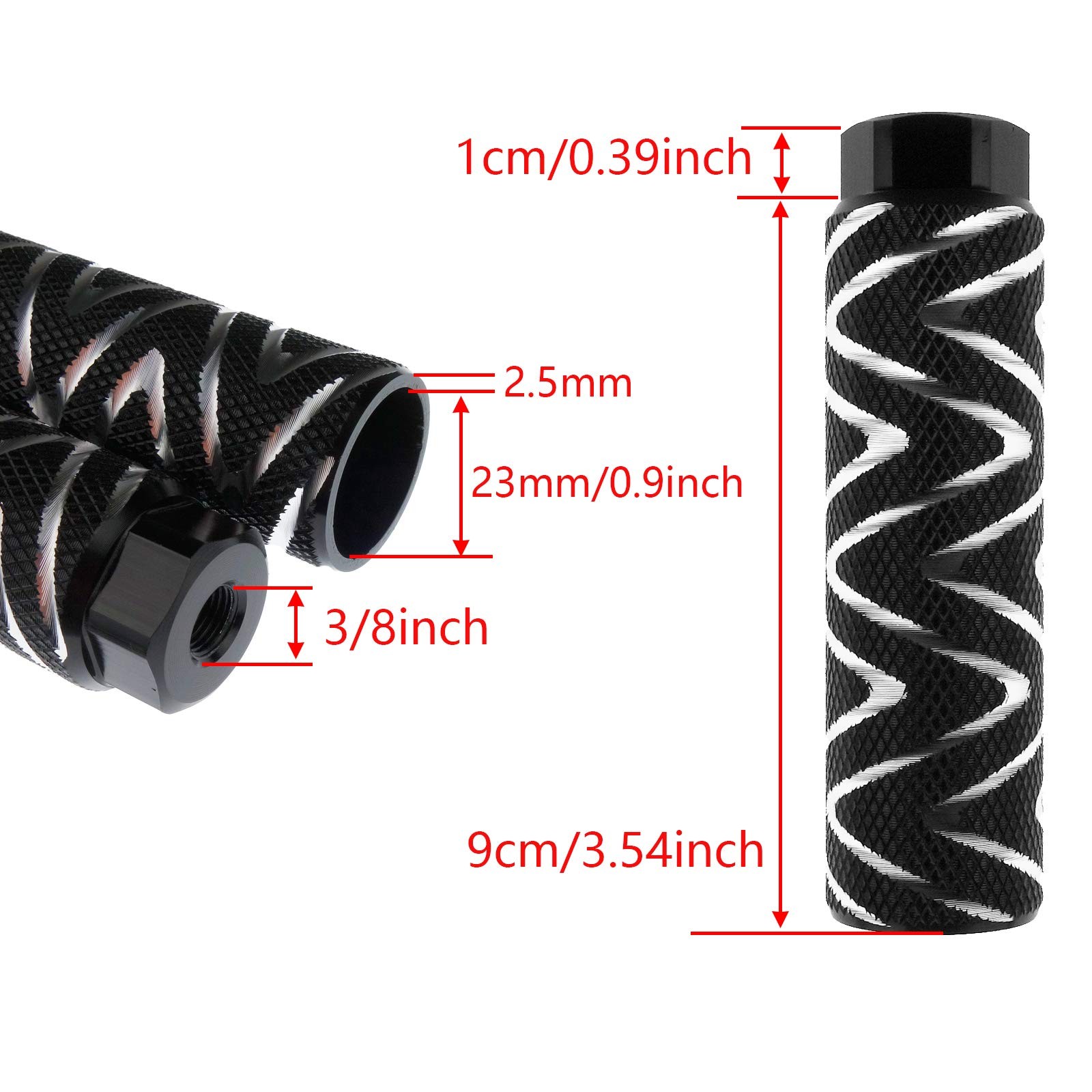 Zelerdo 4 Pack Aluminum Alloy Bike Pegs Foot 100×28 mm, Black Mixed Silver