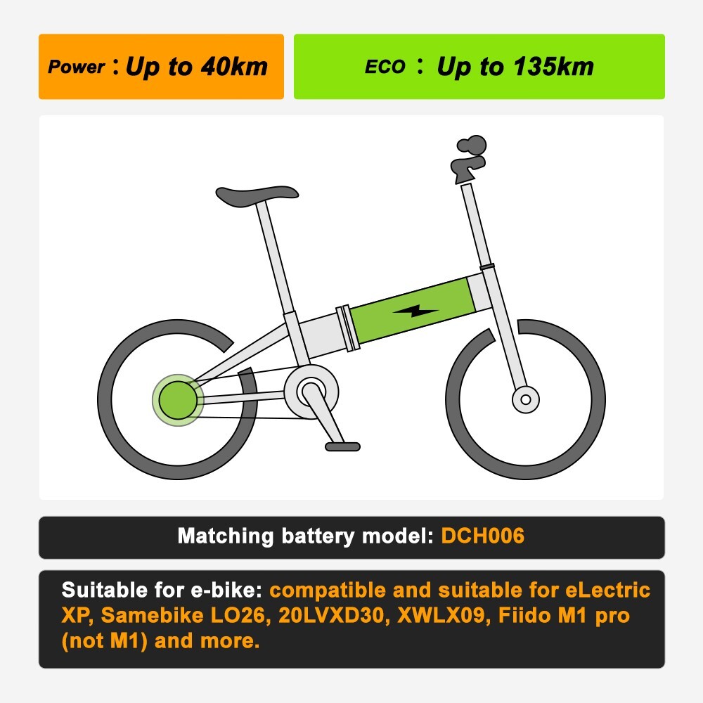 DCH006 Battery 48V 11.6Ah for LO26 20LVXD30 LAFLY X3 X5 Folding Ebike Battery