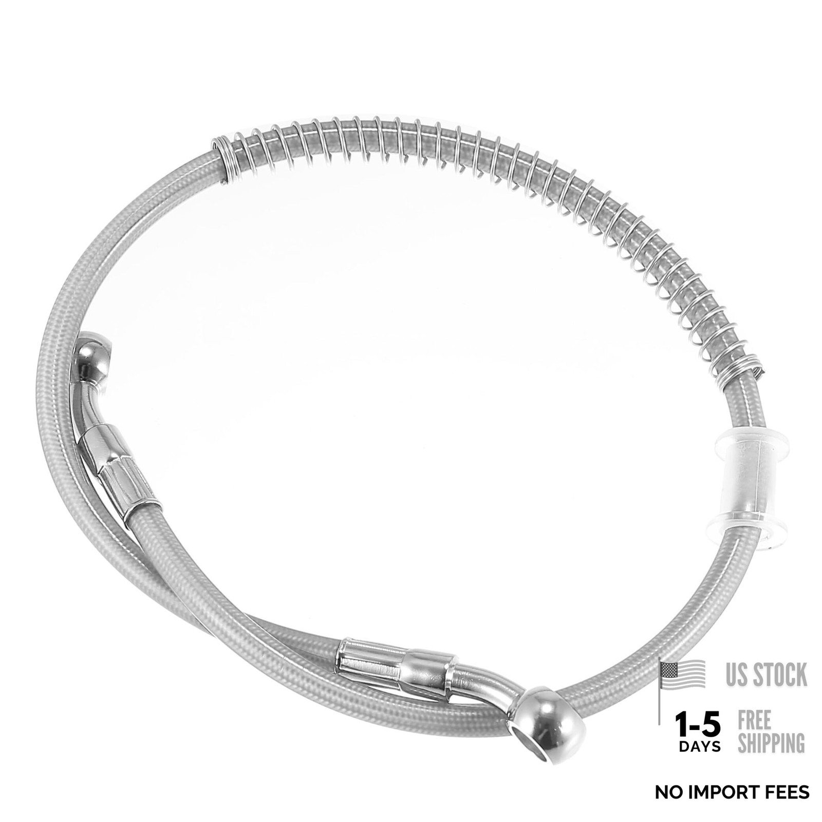 Length 10mm ID Motorcycle Hydraulic Brake Line Oil Hose Silver Tone 23.62″