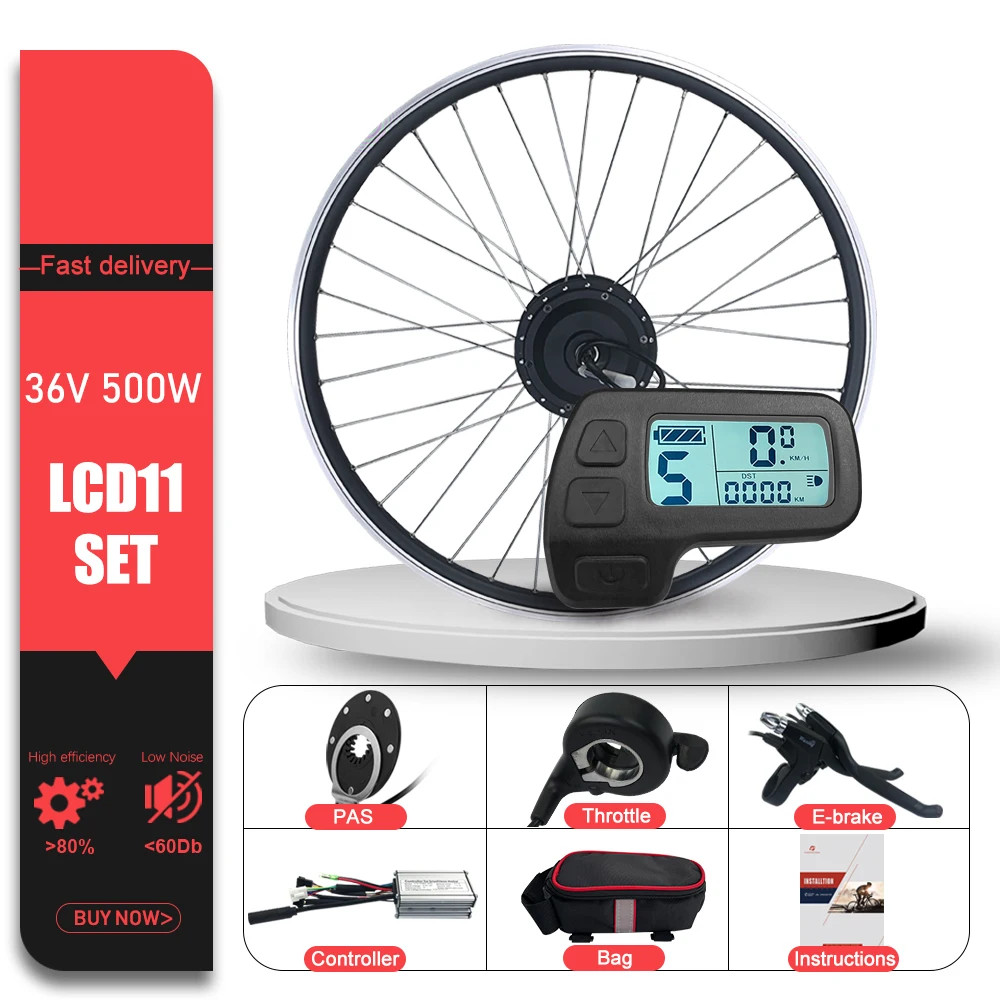 Mountain Electric Bicycle 36V 48V 500W Front Brushless Hub Motor 16-29inch 700C
