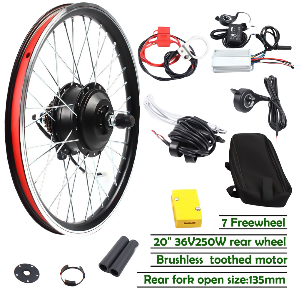 20 inch LED Rear Wheel Motor Hub Electric Bicycle E-Bike Conversion Kit 36V 250W