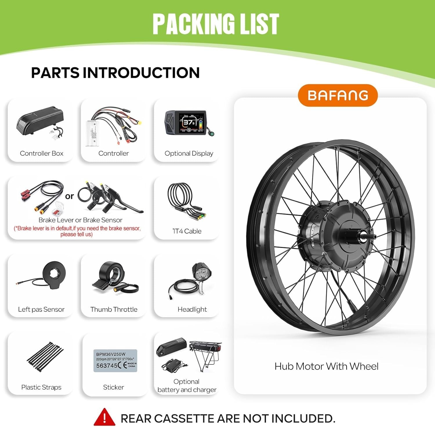 48V1000W Bafang Rear 26″ 20” Fat Wheel Hub Motor Bicycle Conversion Kit USA