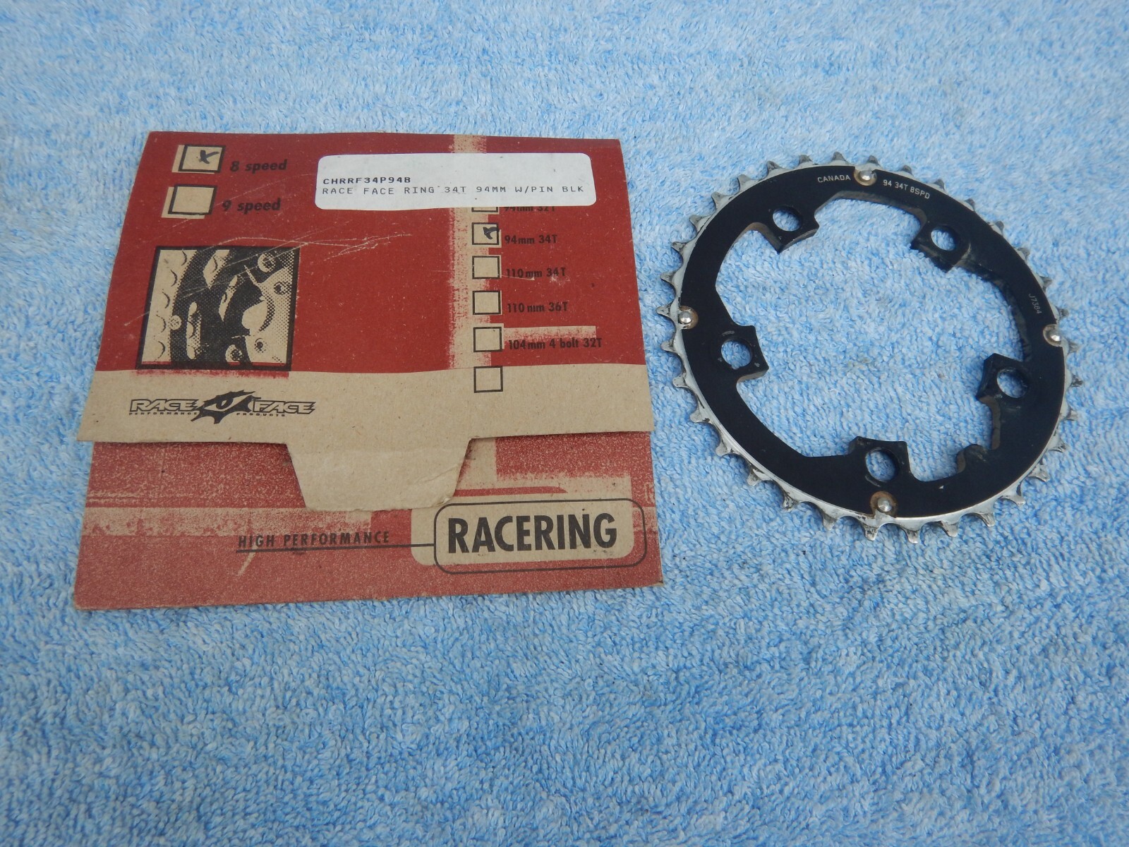 Race Face 34T Chainring 94mm w/Pin Black RaceRing 8-Speed RaceFace