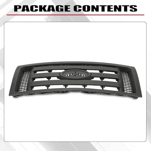 Front Grille Compatible with 2009-2014 Ford F150 XL Model Bumper Painted Black