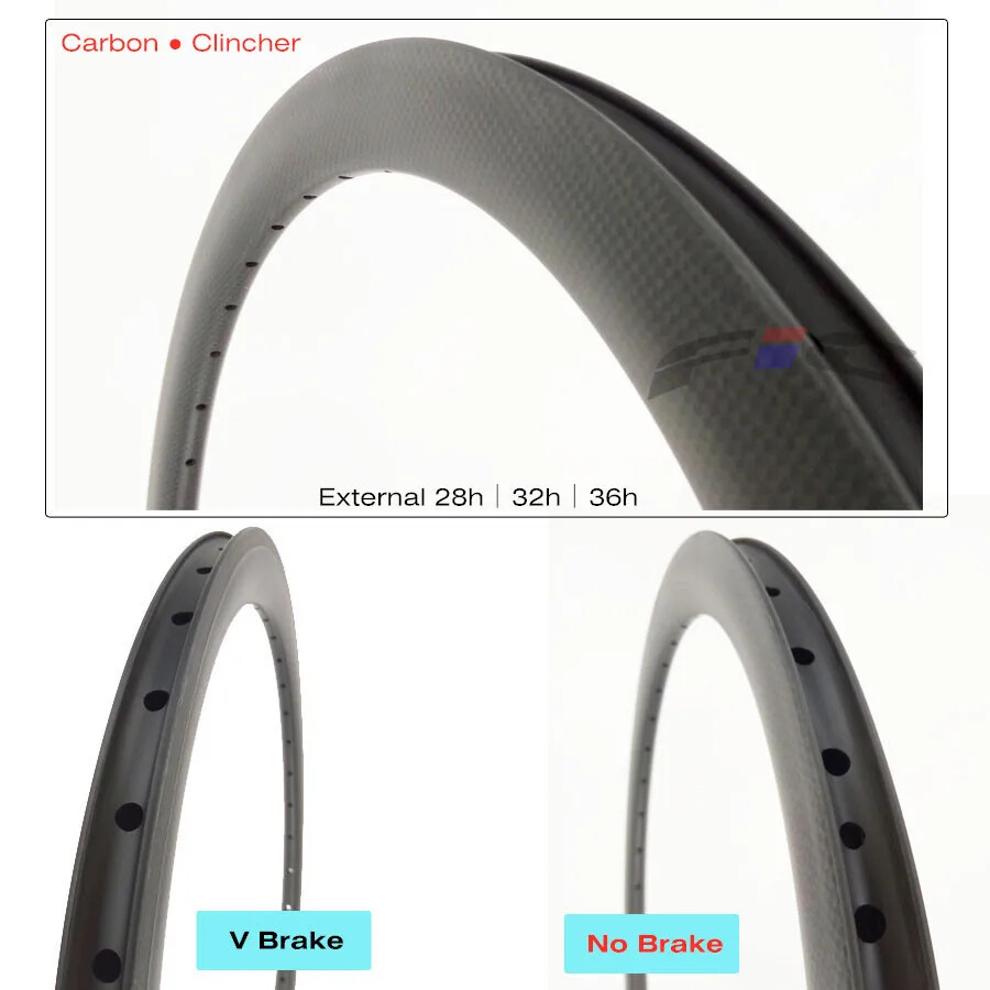 24 Inch Carbon Clincher Rim V Brake Disc Brake 25mm Wide 38mm Depth Clincher Rim