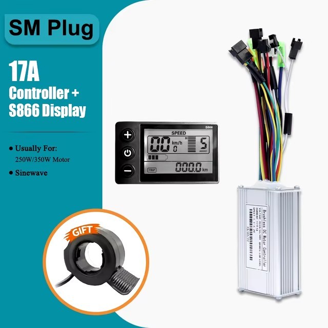 E-bike Three-Mode Sine Wave Controller 24V-48V 17/26/30/40A with LCD Display Set
