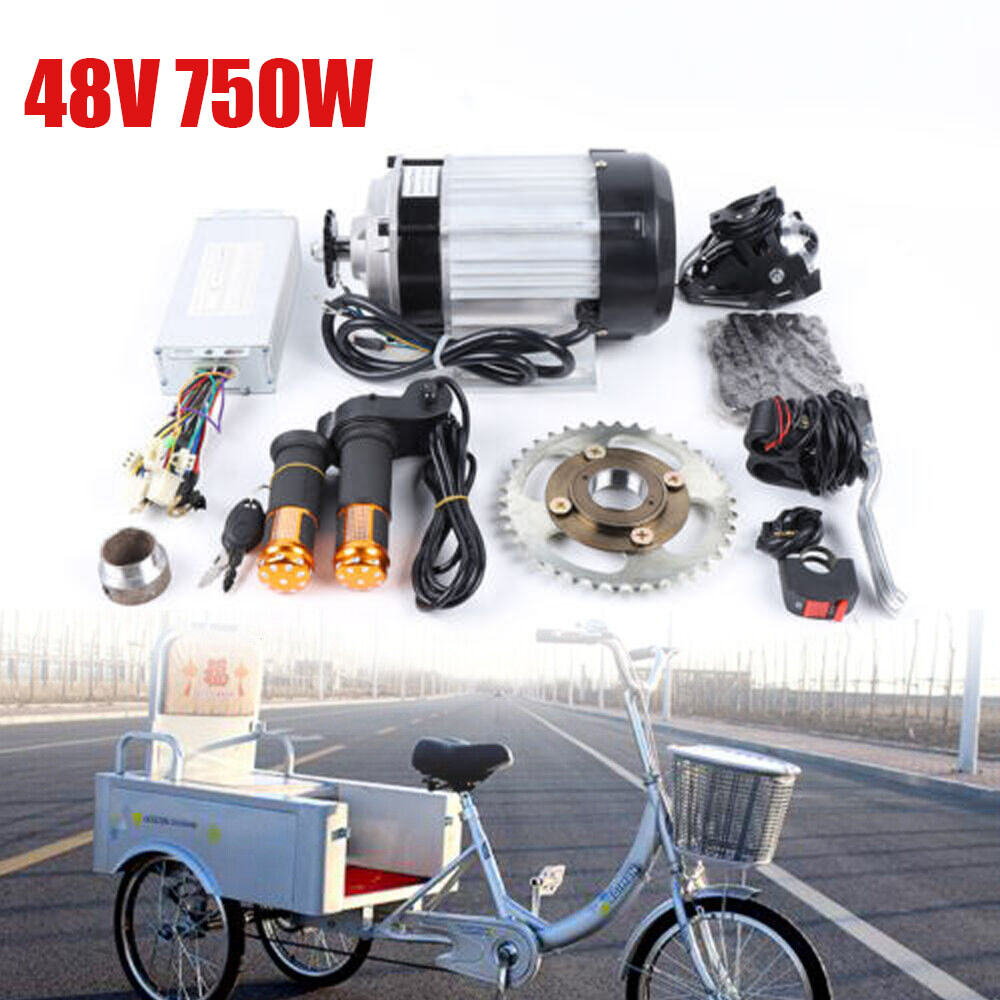 For Adults Tricycle Trike New 48V 750W Electric 3-wheel Bike Brushless Motor Kit