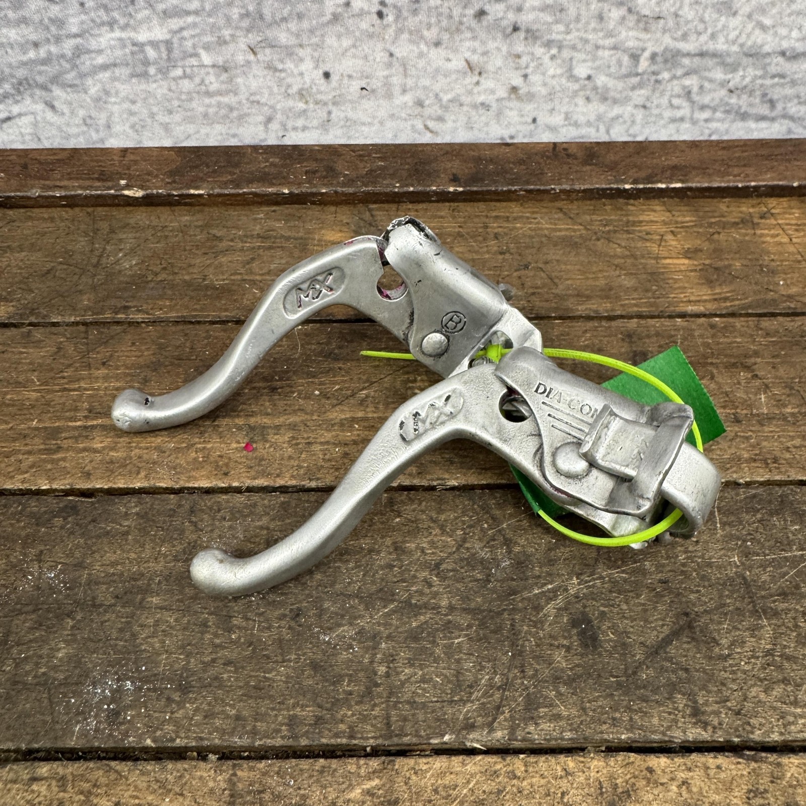 Vintage Dia-Compe MX BMX Bike Brake Levers 86 1986 Pair 22.2mm Tech Silver Raw