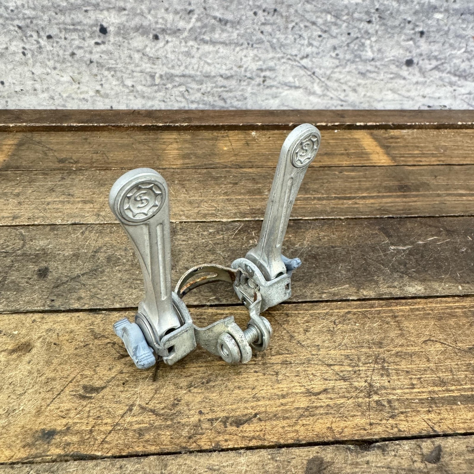 Vintage Simplex Shifter Set Down Tube 28.6 Clamp Silver Road Bike Touring Eroica
