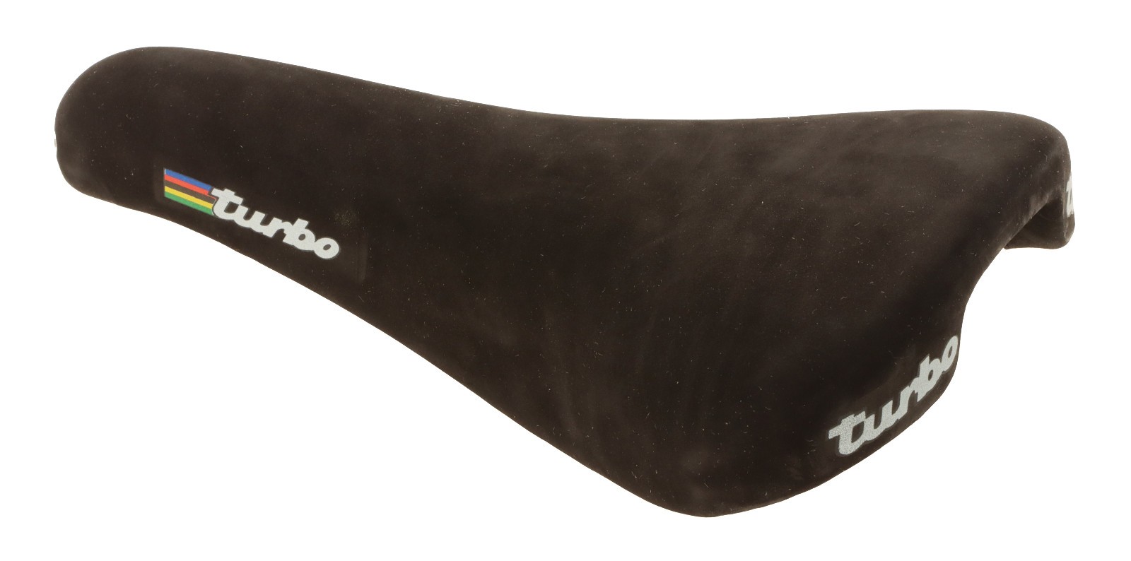Selle Italia Turbo SUEDE Leather Saddle Black w/ WC STRIPES 90s Steel NEW NOS