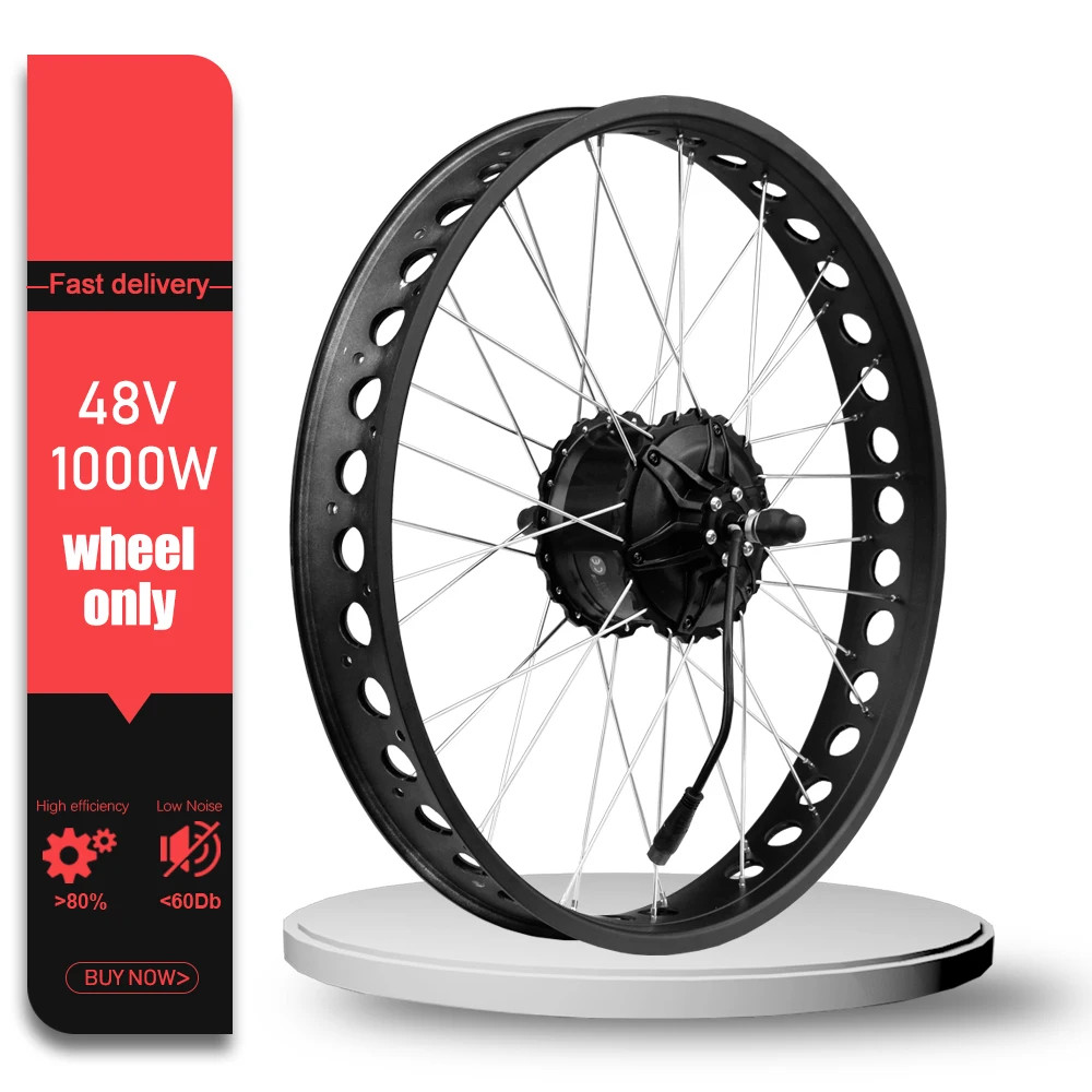48V 1000W 20 24 26in Fat Tire Brushless Rear Hub Motor Wheel for Snow E-bike