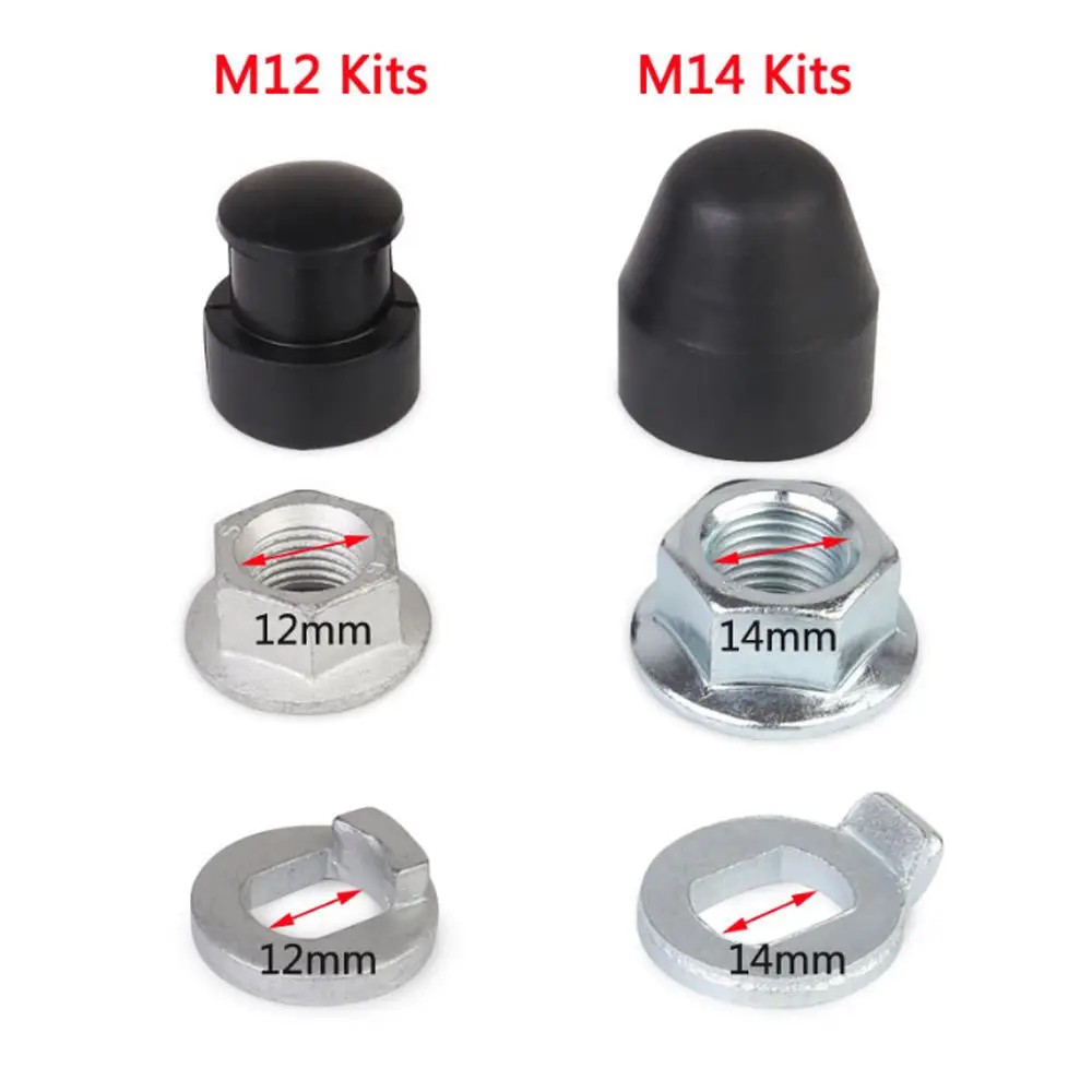 E-bike Hub Motor Axle M12 / M14 Kit Lock Nut Lock Washer Spacer Nut-Cover Set